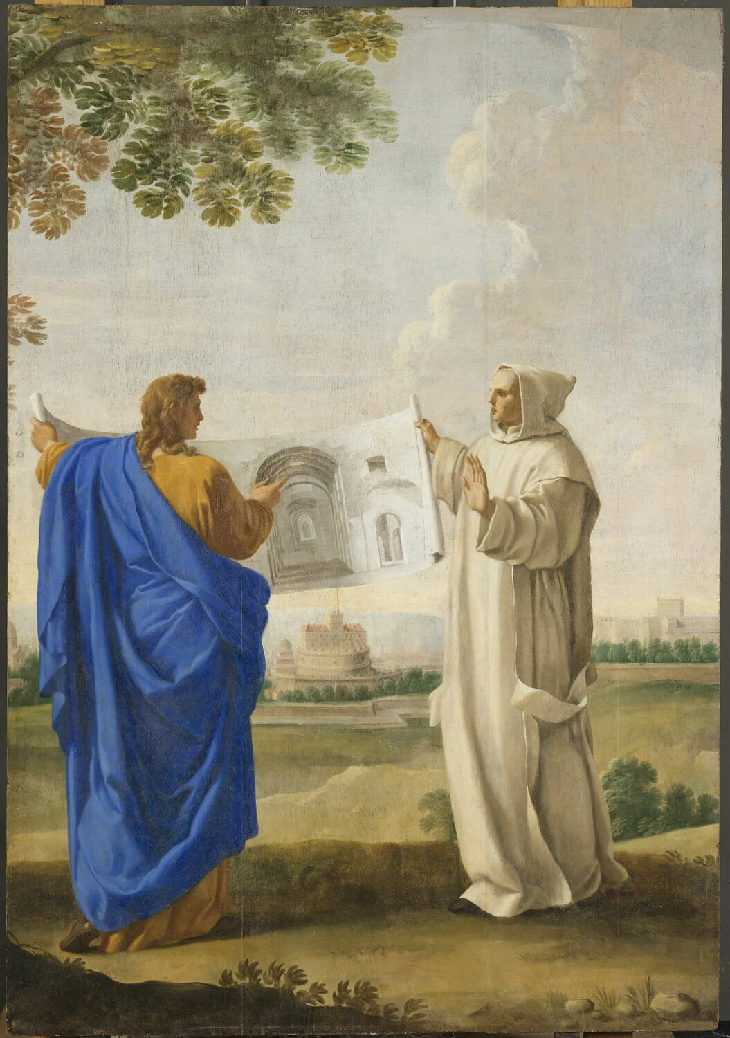 Eustache Le Sueur - San Bruno esamina un disegno delle Terme di Diocleziano, sede della futura Certosa di Roma, Louvre, Parigi